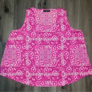 💚Lane Bryant beautiful pink pattern tank super cute girly feminine casual fun